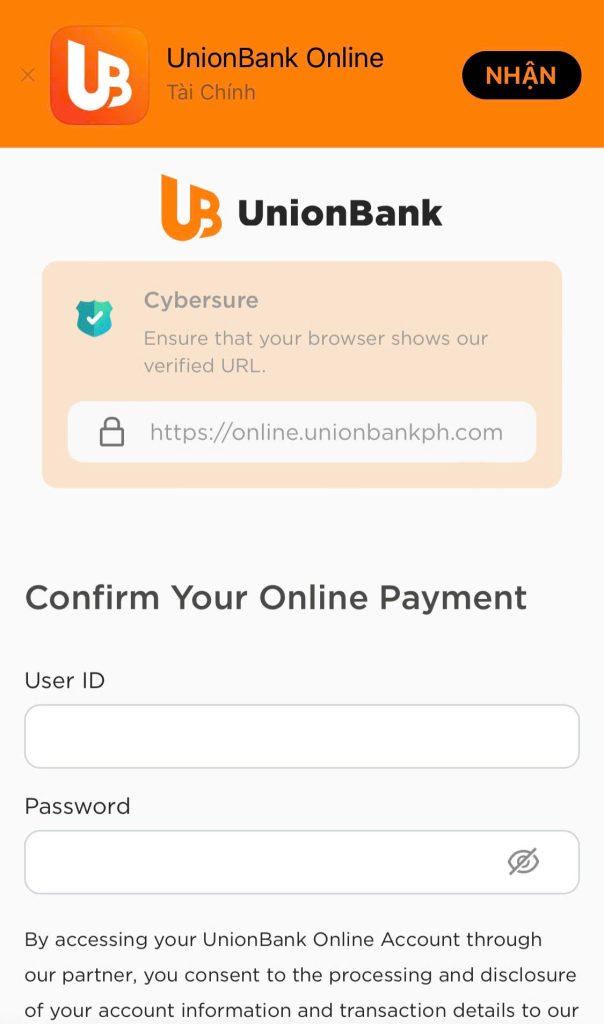 🎇 Step 3: Please enter your username and password to log in to your bank account.